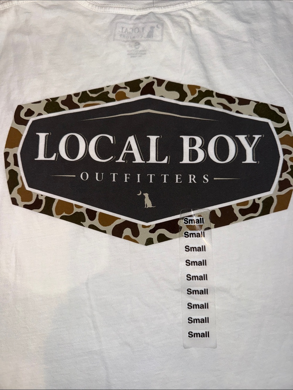 Local Boy Outfitters Men's White Short-Sleeve Tee with Camo Logo